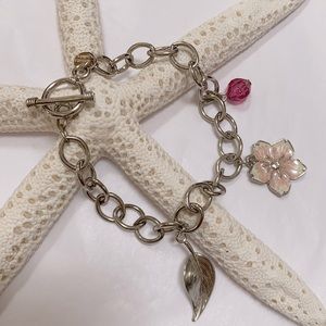 Toggle Silver Charm Bracelet
